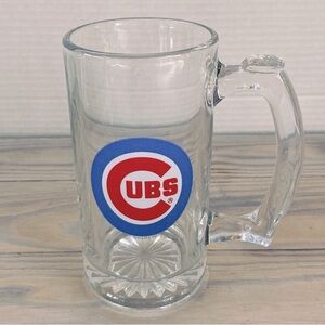 Chicago Cubs MLB Baseball Clear Glass Mug Stein with Emblem 12 oz